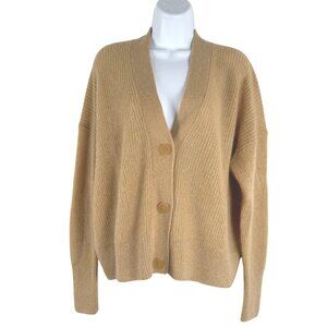 Vince Open Stitch Cardigan Sweater Womens Medium Tan Mohair Blend CJ-2194